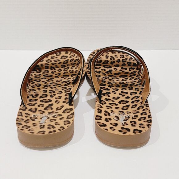 Corkys Dafne Women's Leopard Sandals Size 12 Black Tan 3 Strap Slip On Slides - Picture 7 of 13